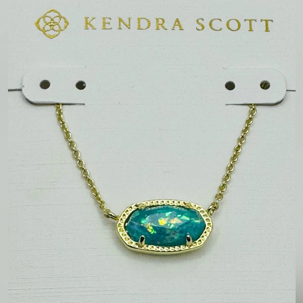 Kendra Scott Turquoise Kyocera Opal Elisa Necklace NEW - Picture 2 of 4